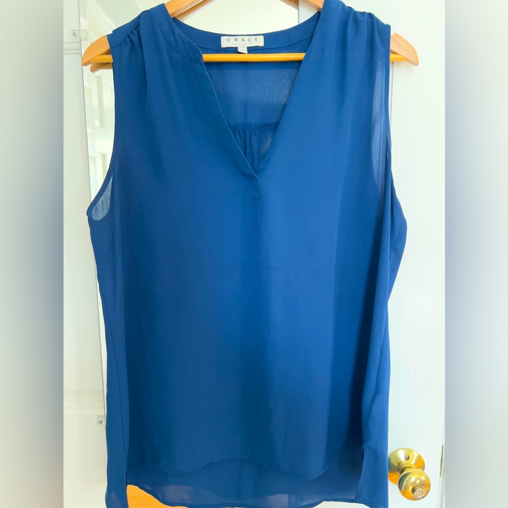 Large Chaus New York Royal Blue Sleeveless Blouse
